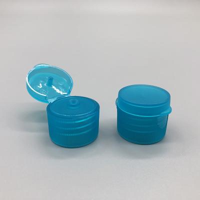 China 20 / 410 Flip Top Bottle Lids Clear Blue Color Ribbed Free Samples Available for sale