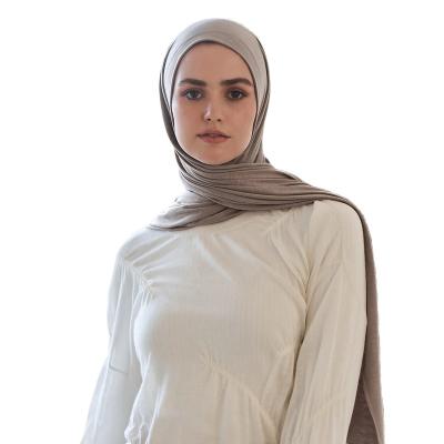 China Soft Touch Feeling Iman fashion Jersey hijab Malaysia Muslim tudung hijab Factory Direct Premium Cotton Khimar hijab Pewter color for sale