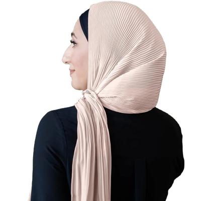 China Soft Touch Feeling IMAN Can be customized Pearl Chiffon Pleated Hijab  For Muslim Women higher-Quality Chiffon Pleated Khimar Hijab For Malaysia for sale