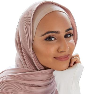 China Soft Touch Feeling IMAN  Muslim Pleated Chiffon Hijab for Malaysia Tudung Women Tea Rose Chiffon Pleated Chiffon Hijab For Arab hijab for sale