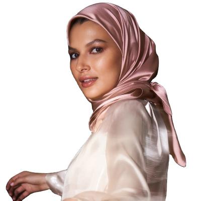 China Soft Touch Feeling IMAN Wholesale custom logo high-quality Rose Quartz khimar scarf hot sell in dubai satin silk scarves in bulk scarf women hijab for sale