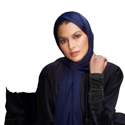 China Soft Touch Feeling IMAN Fashion 2023NEW Moslem clothing Custom Logo Premium Navy Khimar Hijab Malaysia Dubai Women Hijab Scarves Navy khimar Hijab for sale