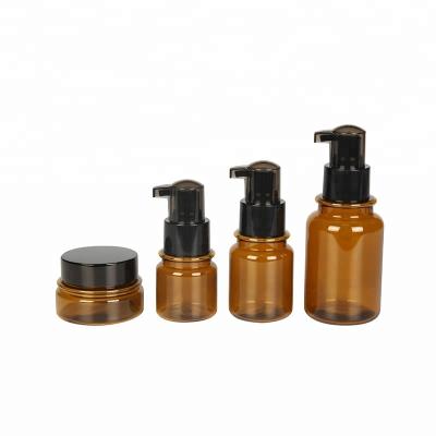 China 40ml PETG Amber Color Cosmetic Plastic Cream Bottle Mini Cosmetic Bottle For Skin Care for sale