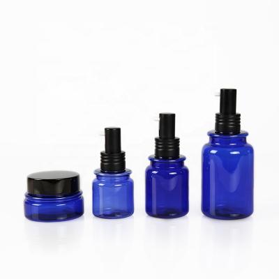 China 40ml 70ml 130ml Popular Blue Color PETG Bottle Plastic Cosmetic Bottle With Press Pump for sale