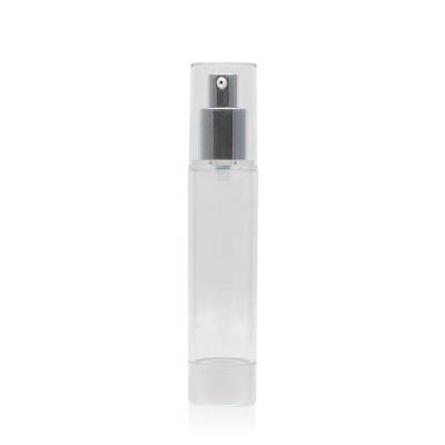 China Popular Popular Serum Vacuum Container 50ml Clear Silver Cosmetic Container AS Plastic Sprayer Airless Container for sale