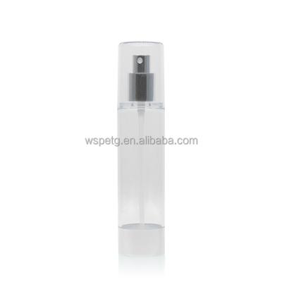 China Popular Serum Bottle 100ml Transparent Airless Silver Cosmetic Container AS Plastic Sprayer Container Airless Bottle for sale