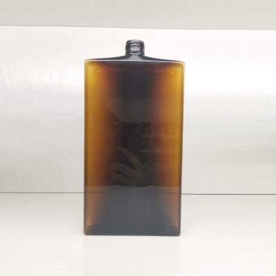 China Food 28/410mm 1000ml Amber Bottle PETG Plastic Bottles With Aluminum Lid Black Color for sale