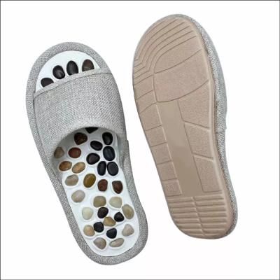 China Foot 2023 Natural Jade Stone Health Care Healing Foot Massaging Men Women Non-Slip Reflexology Sandals Slipper massager for sale