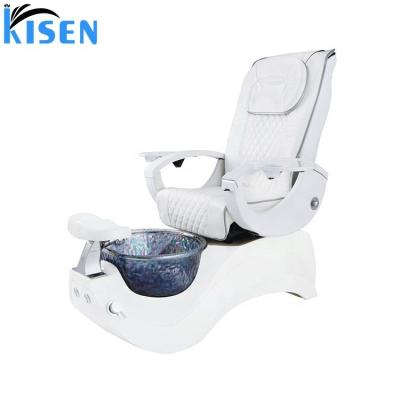 China 2022 Beauty Salon Sales Luxury Top Health Care Manicure No Foot Pedicure Massage Plumbing White Chair Modern For Beauty Salon Ready To Ship for sale