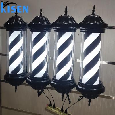 China Wholesale high quality modern outside round led light aclryc plastic barber pole with black and white stripe for hair beauty salon for sale