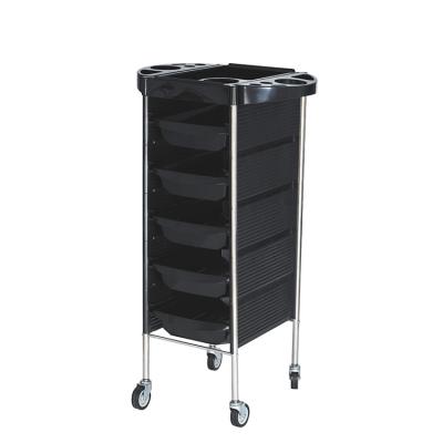 China Heavty-duty Large Drawers Wheels Salon Trolley Wooden Barber Tool Cabinet for sale