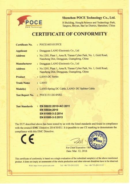 CE - Dongguan Lano Electronic Co., Ltd.