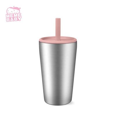 China Wholesale 350ML Portable Reusable Leakproof Silicone Straw & Lids Cup Stainless Steel Viable High Quality Travel Accessories BPA Free for sale