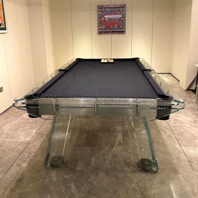 China Billiard room glass pavilion billiard table commercial billiard table standard leather customizable American eight black full set for sale