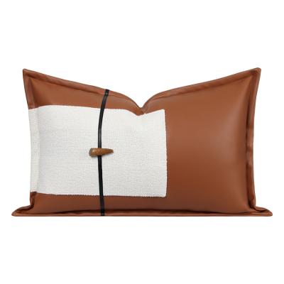 China Anti Dust Mite Sublimation Pillows European PU Leather Oblong Fabric Outdoor Leathersofa Cushion Covers For Home for sale