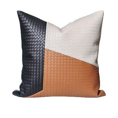 China Anti-Static Cushion Supplier Sets Farmhouse Patchwork Canvas Faux Leather Cushion Sets For Bedroom Sofa Home Decoration for sale