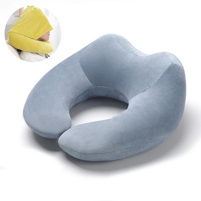 China PORTABLE Large Number Custom U Shaped Pillow With Hood Comfortable Hooded Neck Pillow Travel Pillow With Hood for sale