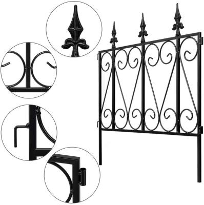 China Decorative Easily Assembled No Easy Assembled Black Steel Garden Fence Dig Dog Fence for sale