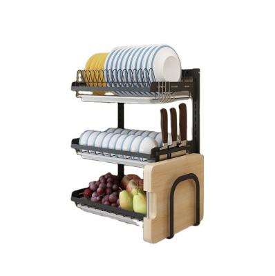 China Sustainable New Product Wall Mounted Kitchen Rack Multilayer Buffet Dish Drying Rack for sale