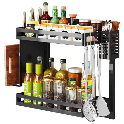 China New Type Sustainable Wall Mounted Metal Stainless Steel Rack Kitchen Spice Rack Set for sale