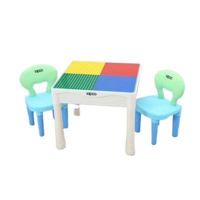 China Construction Toy Building Toy XIPOO 2021 Children's Study Building Block Multifunctional Plastic Children's Furniture Set Legoing Educational Legoing Table for sale