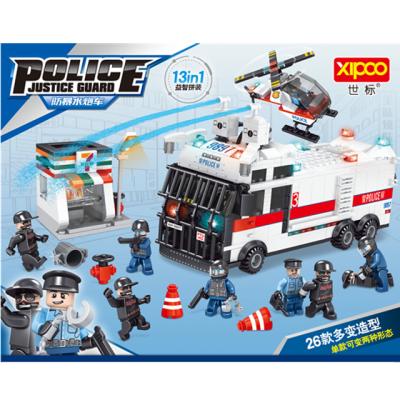 China XIPOO 2021 Toy Building Blocks Police Construction Truck 13 Justice Guard in 1 Big Playset for sale