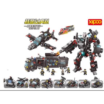 China Building Toy Building Toys XIPOO 2021 Building Blocks Police Series Police Station 6 In 1 Set Transformation Toys For Legoingly Kid Toys for sale