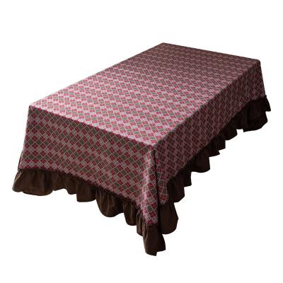 China Other Elegant Home Restaurant Vintage Tablecloth Set Cotton Fabric Hotel Light Luxury Ruffled Western Tablecloth for sale