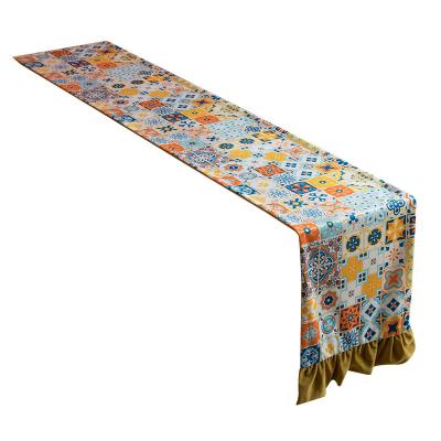 China Other Nordic new style velvet table runner restaurant hotel table runner addiction decoration digital printing table runner for sale