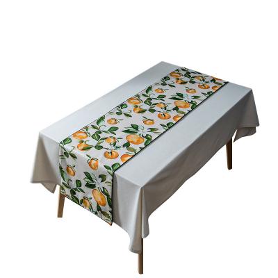 China Other Place Cotton Thickened Double Layer Table Napkin Idyllic American Style Orange Printed Table Runner for sale