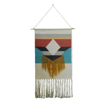 China Other Nordic Wall Hanging Decoration Printed Tapestry Tassel Tapestry Wall Hanging Decoration Cotton Braided Hanging Fabric for sale