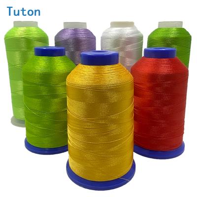 China Chemical Resistance TUTON Rainbow Color Maker Machine Embroidery Sewing 100% Polyester Threads For Dress for sale