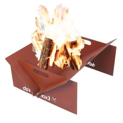 China Stocked Wholesale Charcoal Fired Fire Folding Corten Steel Fire Pit (Custom Packing For Amazon) for sale