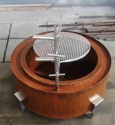 China Stored antique triple wall BBQ round brazier corten steel smokeless fire pit (custom package for Amazon) for sale