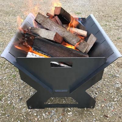 China Outdoor Fireplace Stocked Easily Carrying Portable Camping Fire Pit With Black Coated for sale