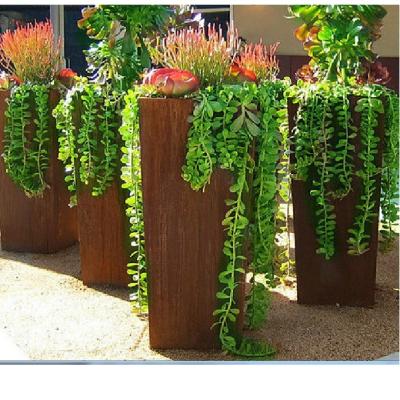 China Rustic Vertical Corten Steel Flower Pot Garden Raised Bed Planter Metal for sale