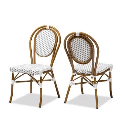 China (Other)Adjustable Outdoor Furniture Metal Garden PE Rattan Chairs French Bistro Chair Velvet Fabric Wicker Dining Restaurant for sale