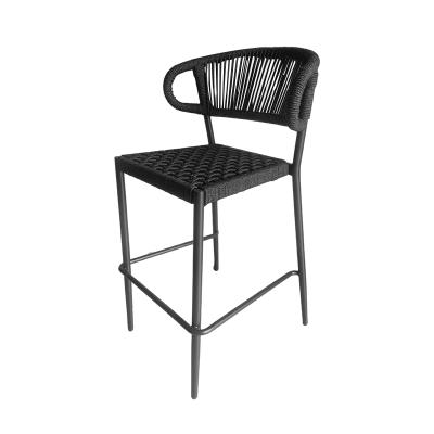 China Modern Hot Black Round Rope Chair Bar Chair Garden Sale Bar Stool Aluminum Bistros Table for sale