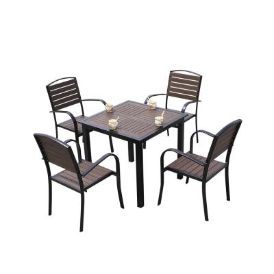 China Modern Fashionable Leisure Outdoor Plastic Wooden Chair Garden Patio Tables And Chairs for sale