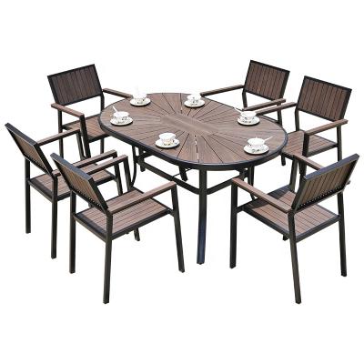 China Leisure Modern Comfortable Plastic Wooden Chair Cafe Restaurant Garden Hotel Furniture Outdoor Patio Style Table for sale