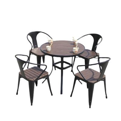 China Modern UV Resistant Hotel Used Outdoor Leisure Plastic Garden Shop Tea Milk Cafe Furniture Wooden Chair for sale