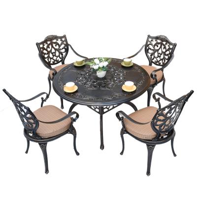 China Bossdun 2020 High Quality 5pcs Modern Luxury Outdoor Aluminum Garden Sets Patio Furniture 4 Chairs With A Round Table for sale