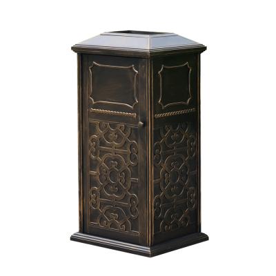 China Modern Luxury Cast Aluminum Outdoor Single Trash Barrel For Park Hotel Outdoor Cast Aluminum Furniture for sale