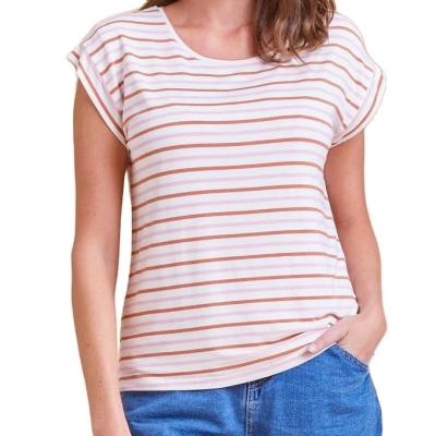 China 2022 Breathable New High Quality Rise Nursing Tee Rust And Stripe Nursing Clothes Pink Breastfeeding for sale