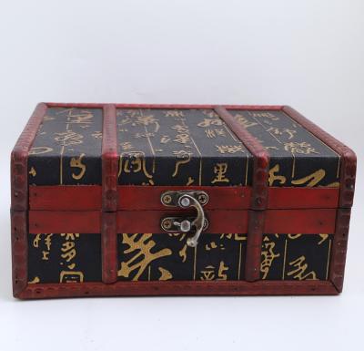 China Europe Vintage Style Decoration Gift Words Wooden Storage Box Jewelry Treasure Box Chest Tarot Cards Case for sale