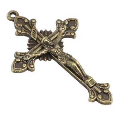 China 2 inch Religious Antique Bronze Cross Rosary Crucifix Religious for sale