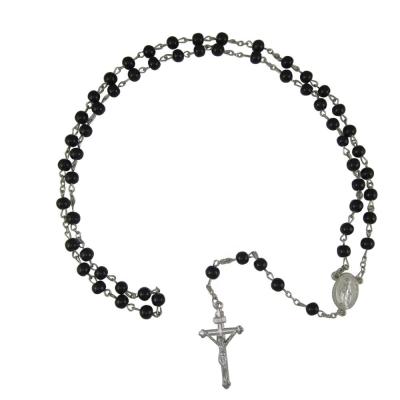 China Religious 6mm black glass vintage rosary rosary necklace for sale