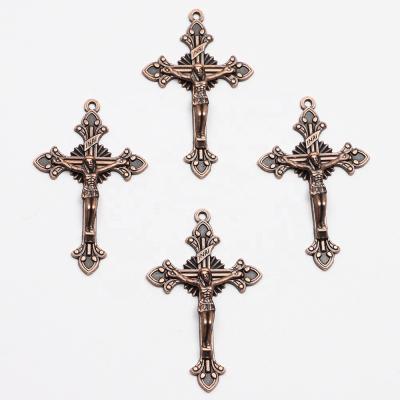 China 2 inch Antique Copper Plating Rosary Cross Crucifix Pendant Religious for sale