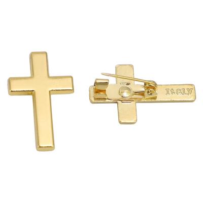 China Europe Gold Tone Religious Christian Booches Cross Lapel Pin for sale