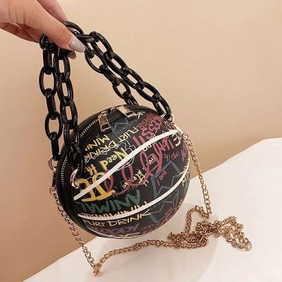 China High Quallity 2023 fashionable  kids Graffiti  hand bags purses kids mini basketball chain handbags for sale